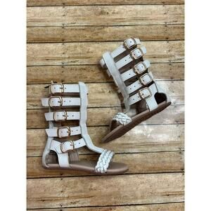 Monkey Feet White Leather Gladiator Sandals Size 2/3 (fits like Toddler 8/9)